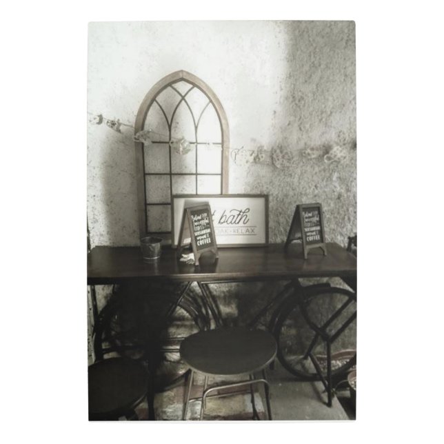 Old Black and white Rustic Wall Metal Art (Front)