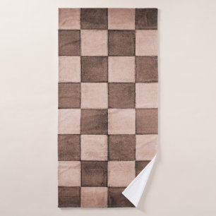 Old black and white tiled stone wall texture backg bath towel