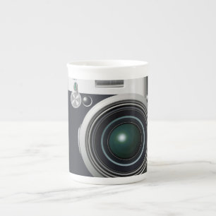 Old black camera bone china mug