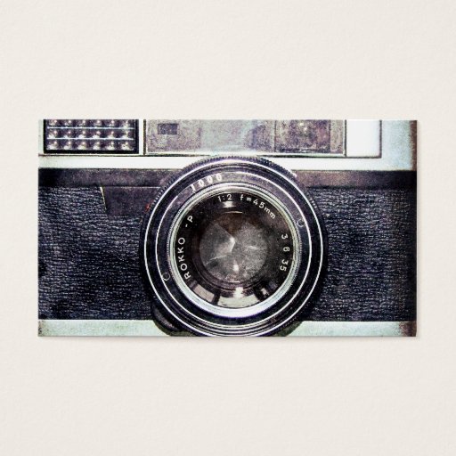 Old black camera business card