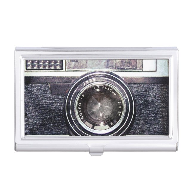 Old black camera business card case (Front)