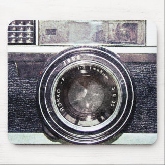 Old black camera mouse pad
