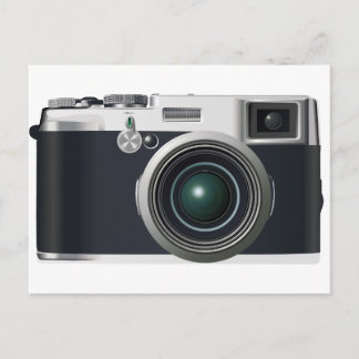 Old black camera postcard