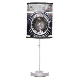Old black camera table lamp