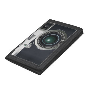 Old black camera tri-fold wallet