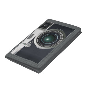 Old black camera tri-fold wallet