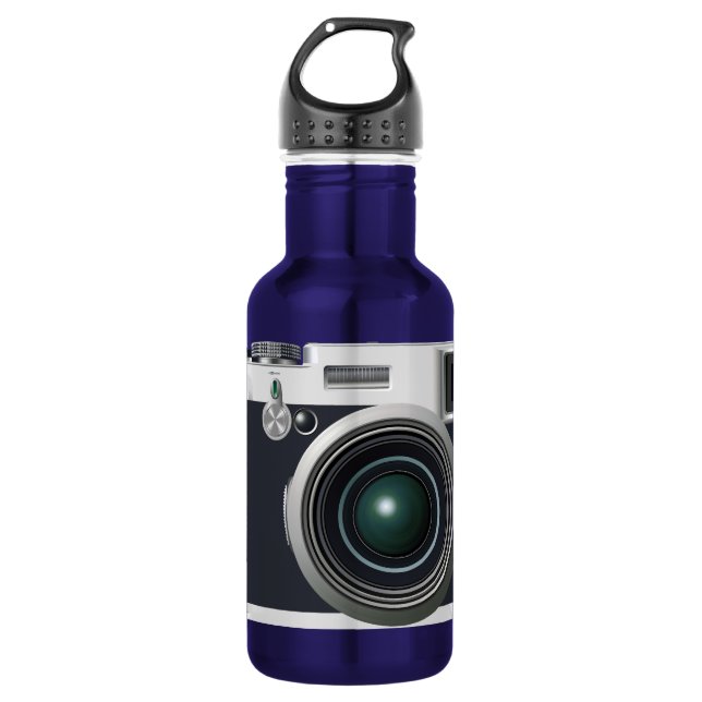 Old black camera water bottle (Front)