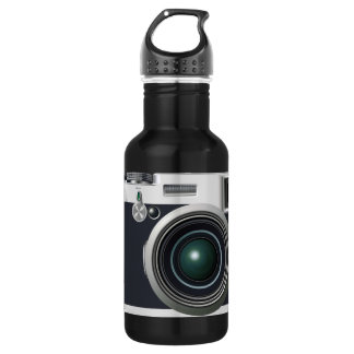 Old black camera water bottle