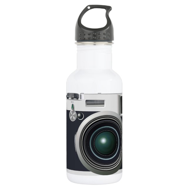 Old black camera water bottle (Front)