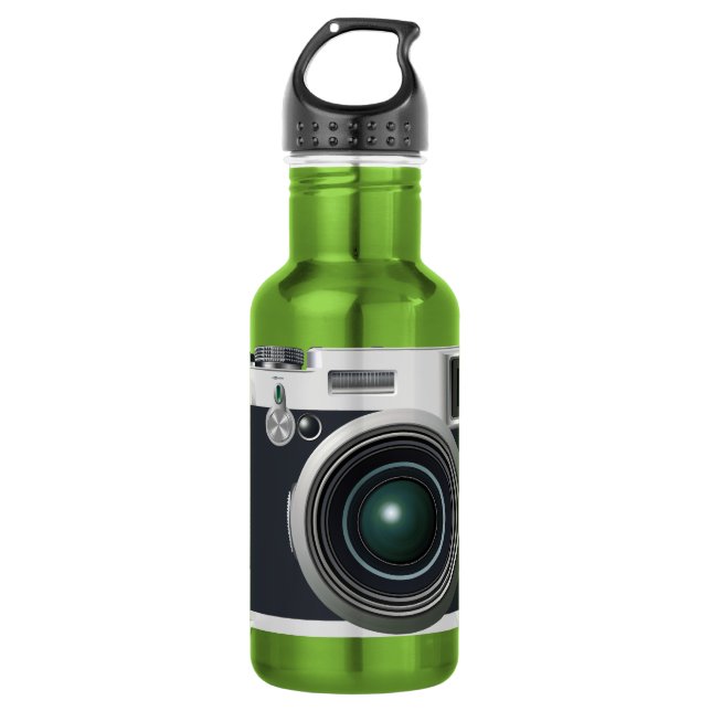 Old black camera water bottle (Front)