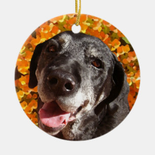 Old Black Labrador Ceramic Ornament
