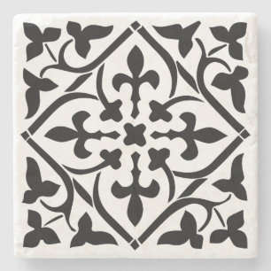 Old Black Medieval Marble Stone Coaster