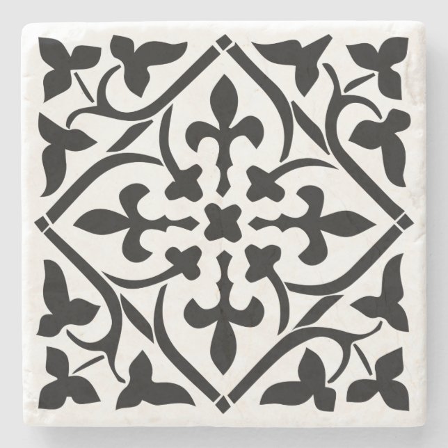 Old Black Medieval Marble Stone Coaster (Front)