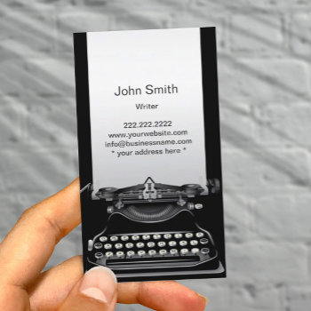Old Black Typewriter Writer Business Card by cardfactory at Zazzle