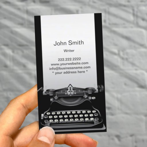 Customizable Old Black Typewriter Writer Business Card