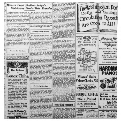 Old black  white newspaper vintage retro advert cloth napkin