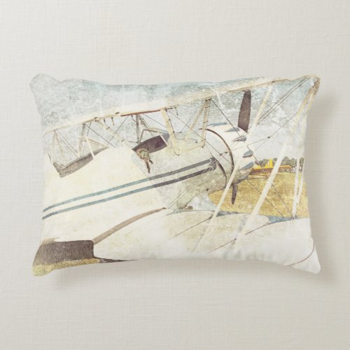 Old Blue Antique Airplane Rectangle Accent Pillow