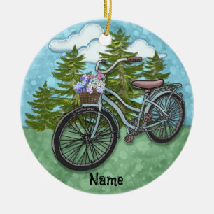 Old Blue Bike Bicycle Ceramic Ornament