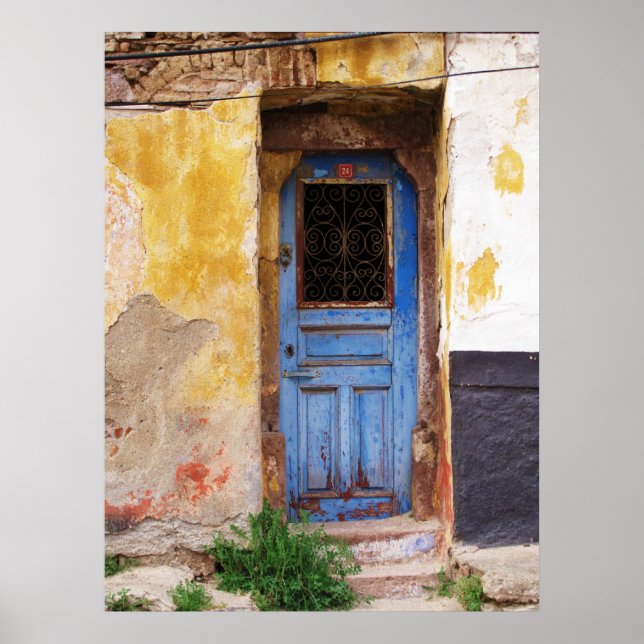 Old Blue Door Mykonos Greece Poster (Front)