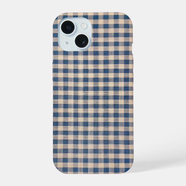 Old Blue Gingham Iphone Case (Back)