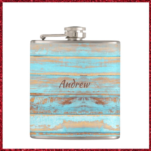 Old Blue Painted Wood Flask (Creator Uploaded)