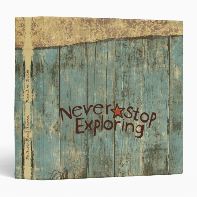 Old Blue Planks Scrapbook Photo Album Binder (Front/Spine)