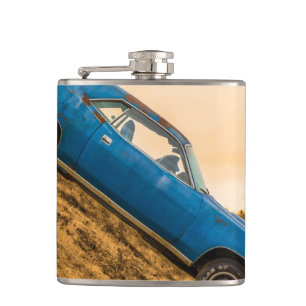 Old Blue Plymouth Barracuda Flask