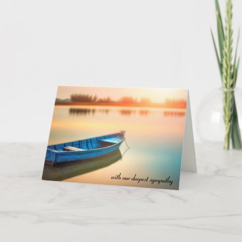 Old Blue Rowboat On A Lake Sympathy Card