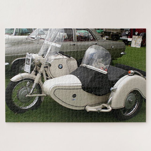 Old BMW Motorcycle with Sidecar Jigsaw Puzzle (Horizontal)