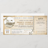old boarding pass cruise wedding invites with RSVP (Front/Back)