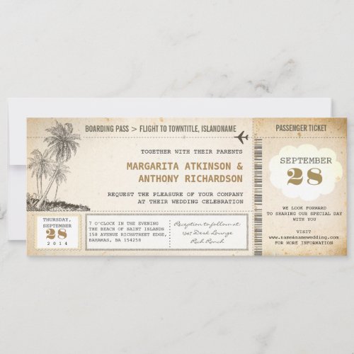 old boarding pass flight wedding invitations