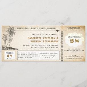 old boarding pass flight wedding invitations