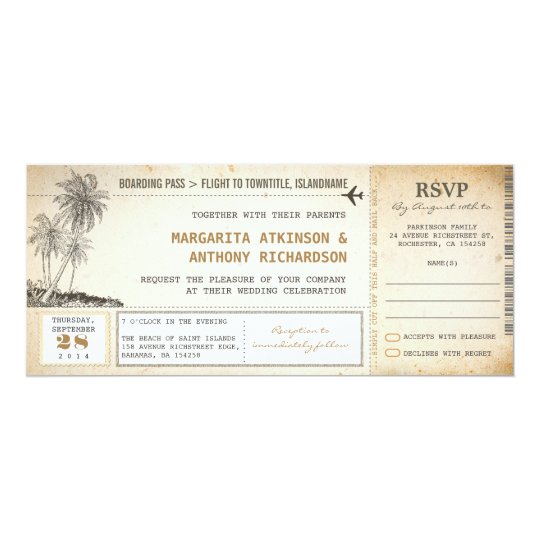 old boarding pass flight wedding invites with rsvp zazzle com