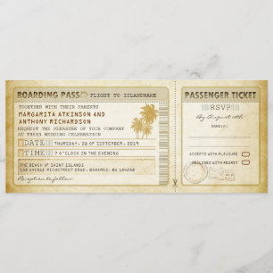 old boarding pass wedding tickets-invites & rsvp invitation