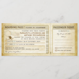 old boarding pass wedding tickets-invites & rsvp invitation