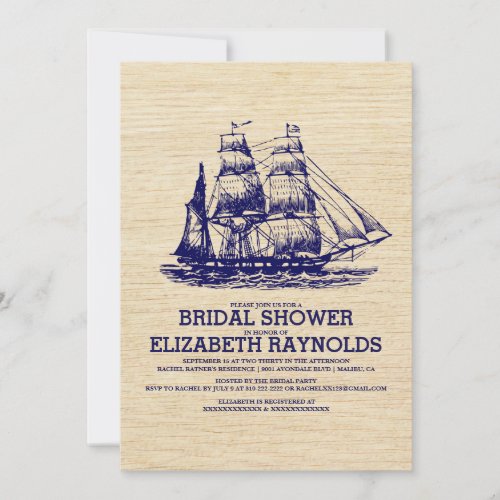 Old Boat Bridal Shower Invitations