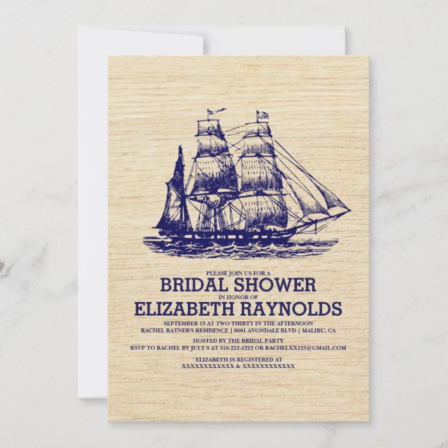 Old Boat Bridal Shower Invitations (Front)