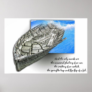 old boat memories in 3D with quote nautical poster