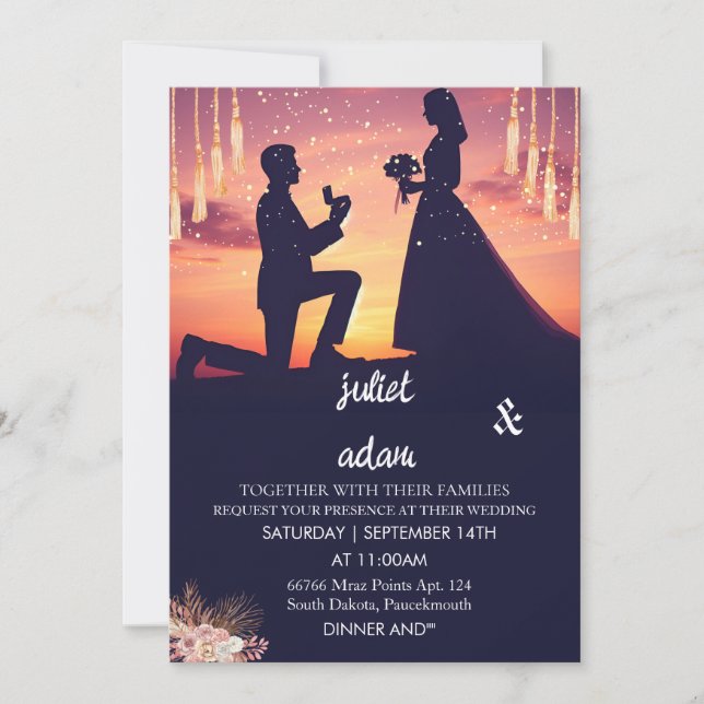 Old boho rustic modern elegant Twilight Wedding Invitation (Front)