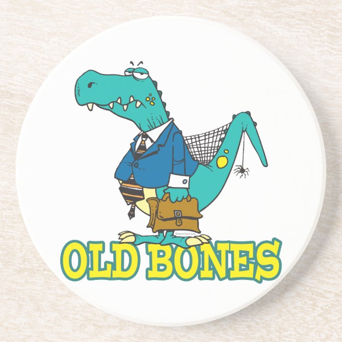 old bones funny dino dinosaur toon coaster