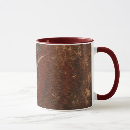 Old book cover, brown leather book cover, worn mug