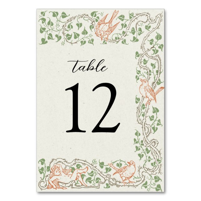 Old Book Cupid's Afternoon Table Number (Front)