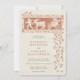 Old Book Cupid's Carriage Wedding Invitation