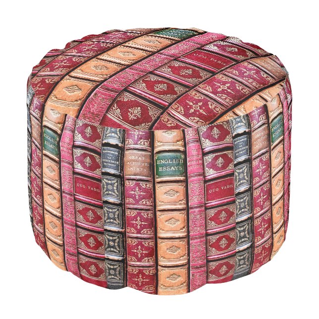 Old Book Library (English Essays) Pouf (Angled Front)