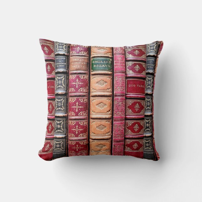 Old Book Library (English Essays) Throw Pillow (Front)
