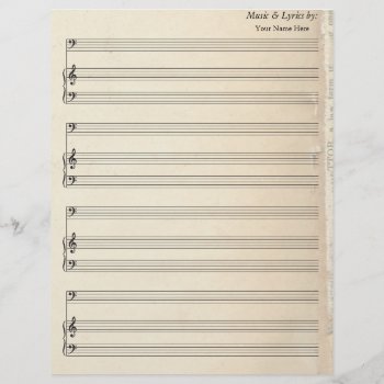 Old Book Page Blank Sheet Music Bass Clef by GranniesAttic at Zazzle