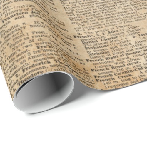 Old Book Page Vintage Design Glossy Wrapping Paper