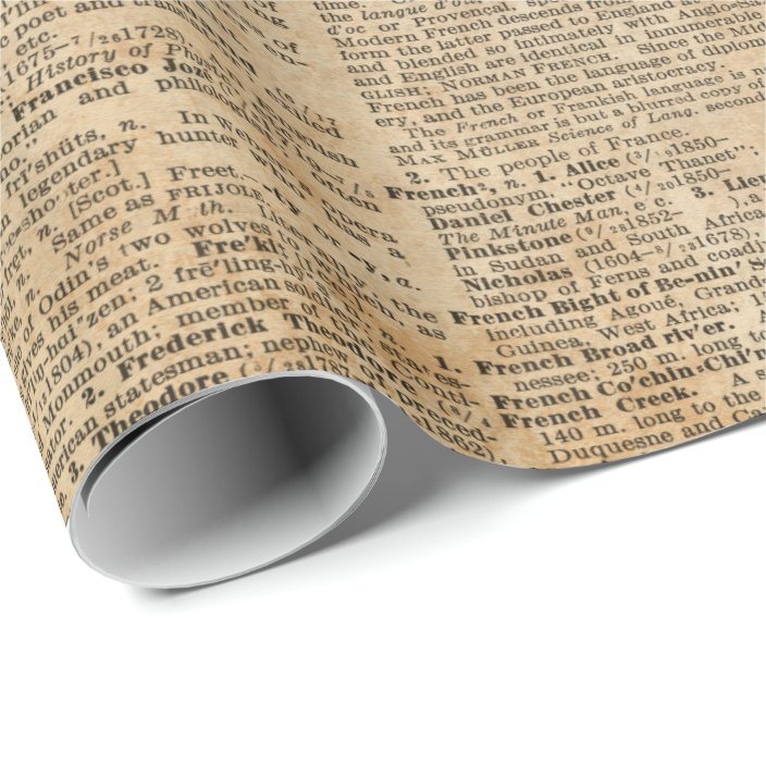Old Book Page Vintage Design Glossy Wrapping Paper Zazzle Com