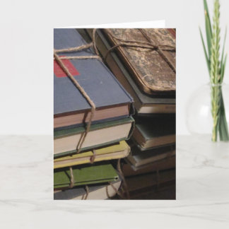 Old book stack card
