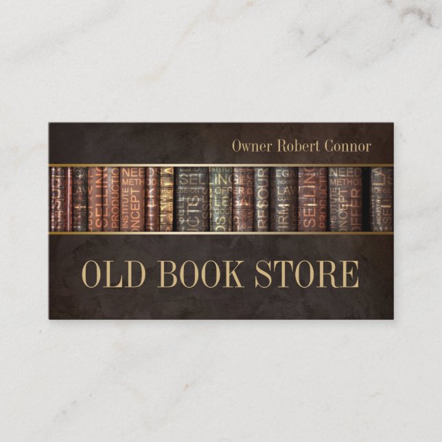 Old Book Store Antique Reading Shop By Owner Business Card (Front)